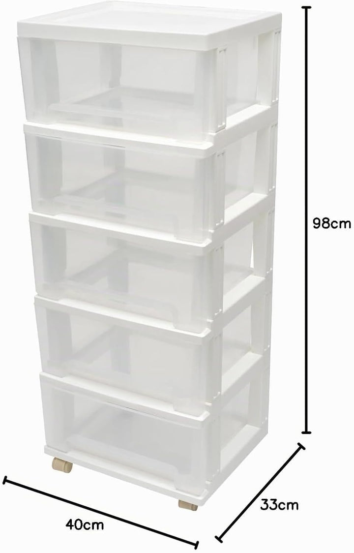 5-Schubladen-Organizer, Aufbewahrungsbox, Schubladenschrank mit 4 Rädern, Aufbewahrungsschubladen Sy