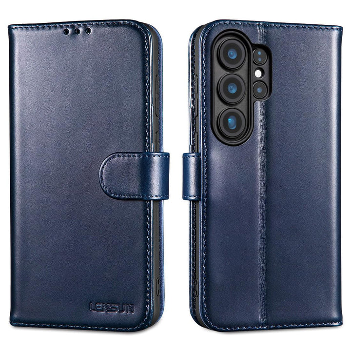 LENSUN Handyhülle für Samsung Galaxy S26 Ultra Echtleder, Premium Leder Hülle [Brieftasche][Standfun