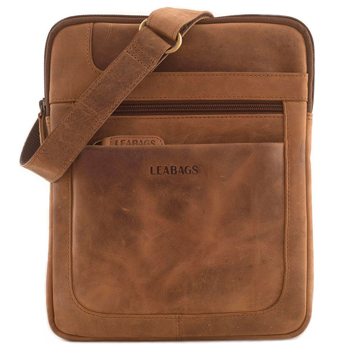 LEABAGS Leder Umhängetasche Herren &amp; Damen I Messenger Bag mit Schultergurt I Schultertasche I Arbei