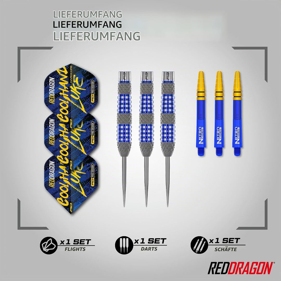RED DRAGON Luke Humphries TX Serie Premium Wolfram Steeltip Dart Set mit Flüge und Schäften 22G 2, 2