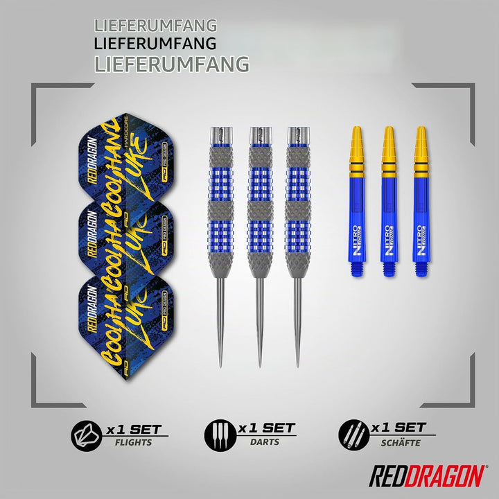 RED DRAGON Luke Humphries TX Serie Premium Wolfram Steeltip Dart Set mit Flüge und Schäften 22G 2, 2