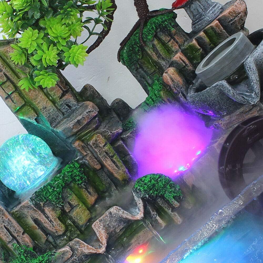 Zimmerbrunnen Feng Shui Brunnen Springbrunnen Steingarten Aquarium mit LED Kristallkugel und Zerstäu