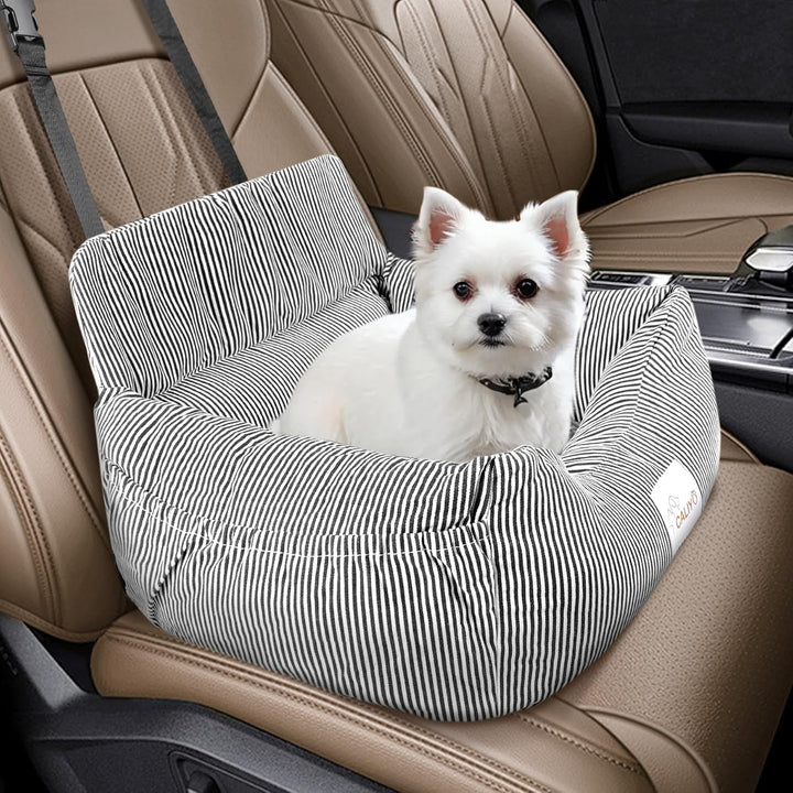 CALIYO Hunde Autositz, Sicherheitsgurt - Waschbarer Autositz Hund in Schwarz/Weiss für Kleine, Mittl