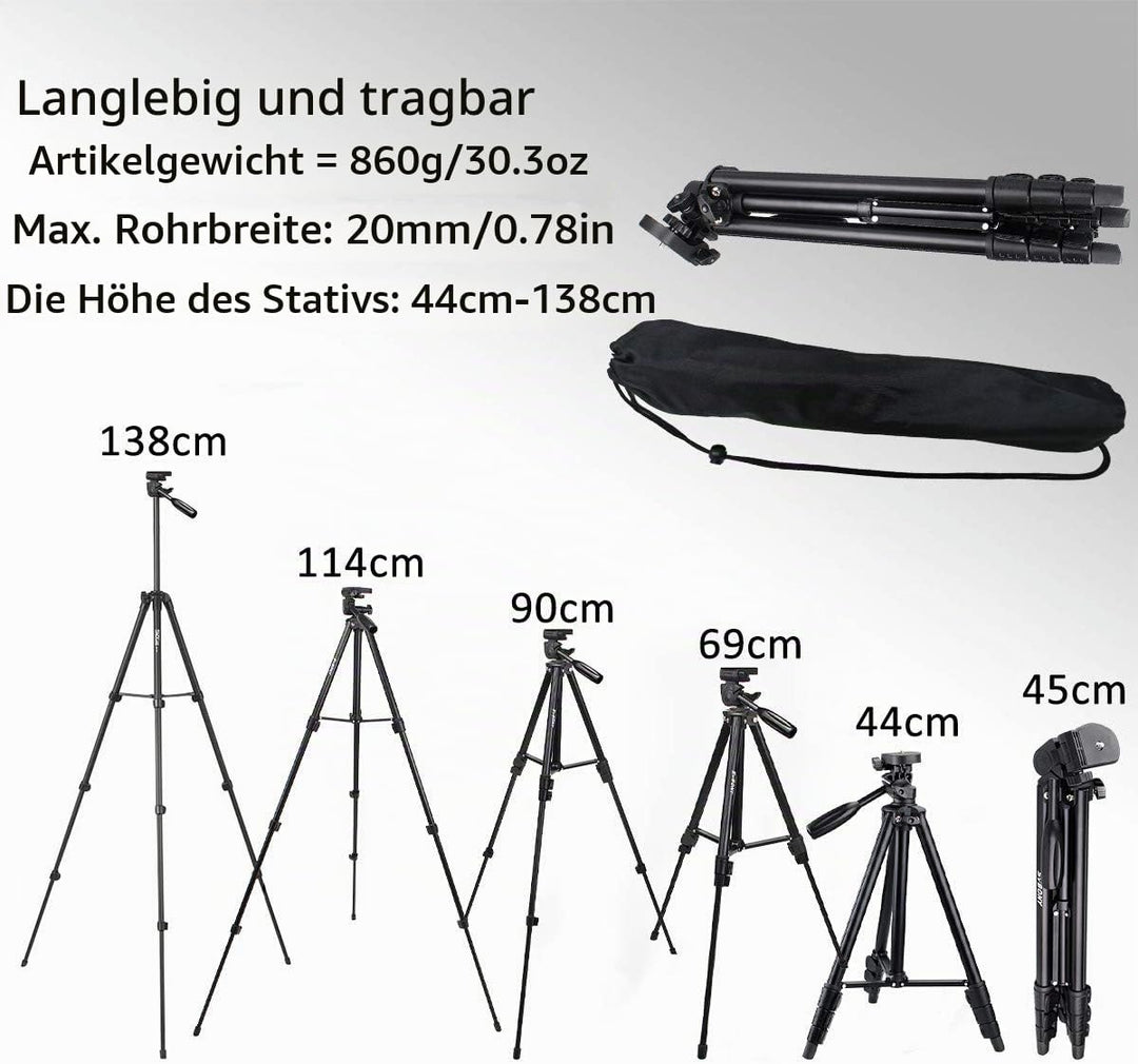 Svbony SV101 Stativkamera, 138cm-Aluminiumstativ Kompaktes, Leichtes Stativfernrohr mit Tragetasche