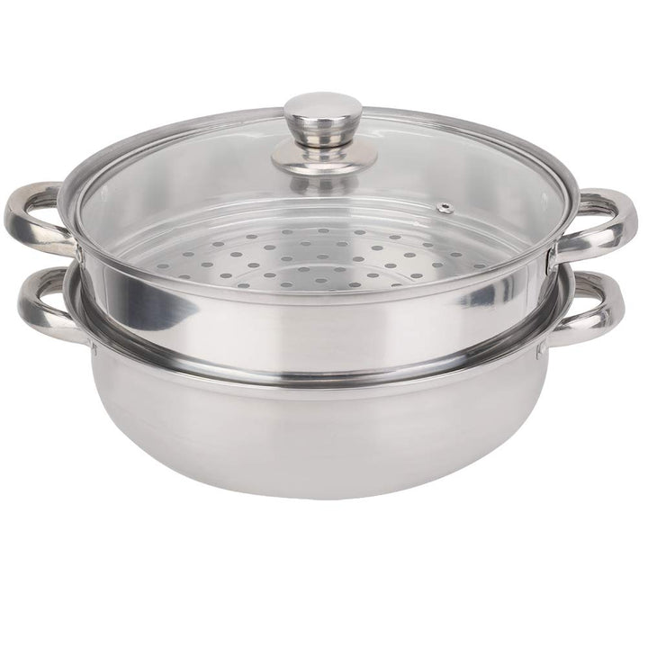 2-lagiges Dampfgarer-Kochtopf-Set aus Edelstahl, Dampfgarer Zum Kochen, Alltagspfanne, Dampfgarer-Pf
