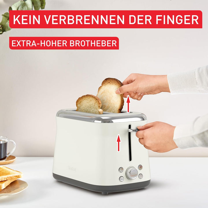 Tefal Collection Doppelschlitz-Toaster, extra hoher Hebel, 8 Bräunungsstufen, 4 Funktionen, breite S