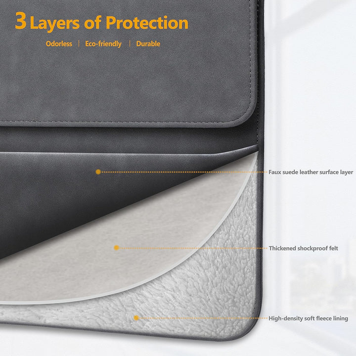 HYZUO 13 Zoll Wildleder Laptop Hülle für MacBook Air 13,6/13 M4 M3 M2 M1 2025-2018, MacBook Pro 13 M