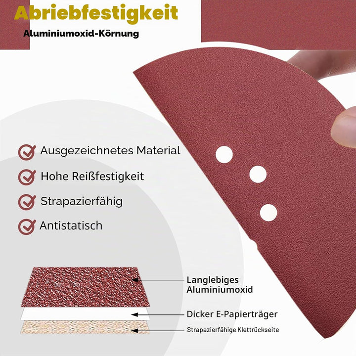 Schleifpapier 225mm Klett, 30 Stück Schleifscheiben 225mm (5xP80/P100/P120/P150/P180/P240 Körnung) 1
