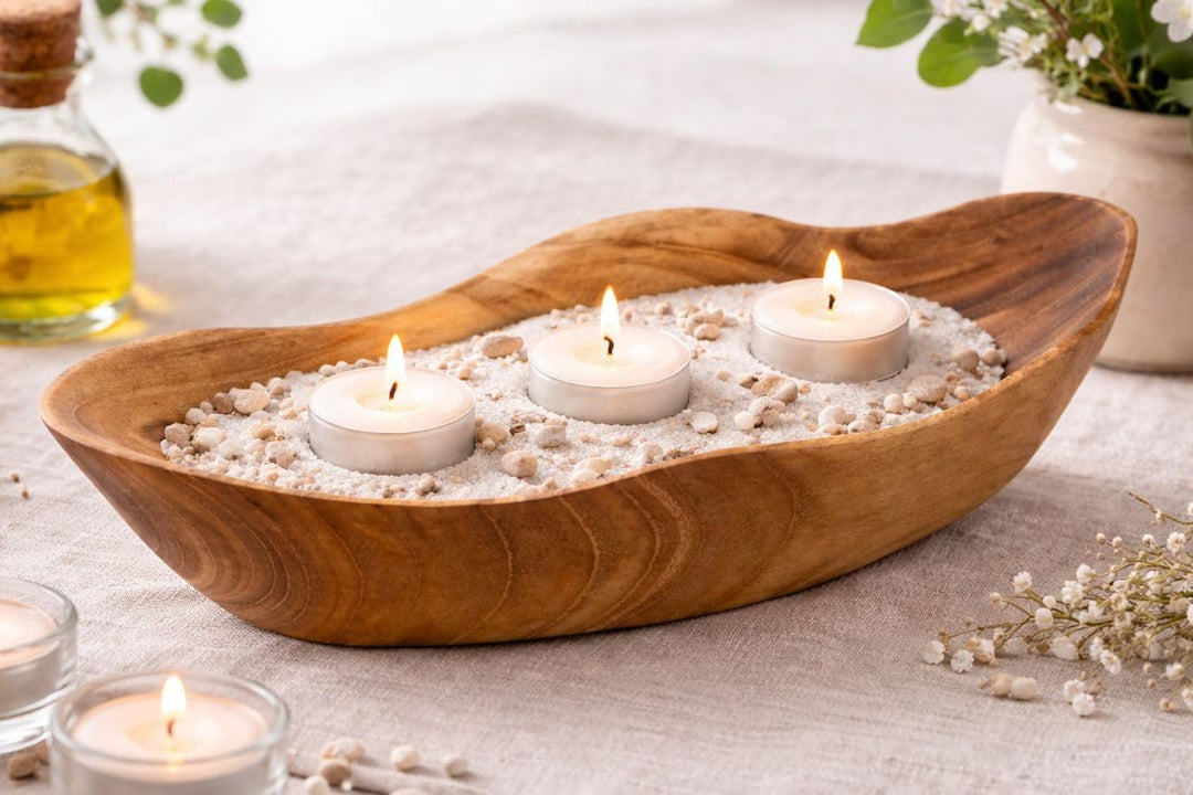 WINDALF Handgearbeitete Kleine Teak-Holzschale IROIZA 25 cm Seifen- & Schmuckschale Münzen & Schlüss