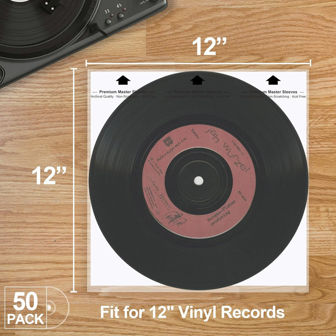 Schallplatten Innenhüllen 12 Zoll, 50 Stück Lp Schutzhüllen, Master Schallplatten Hüllen aus 3-Lagig