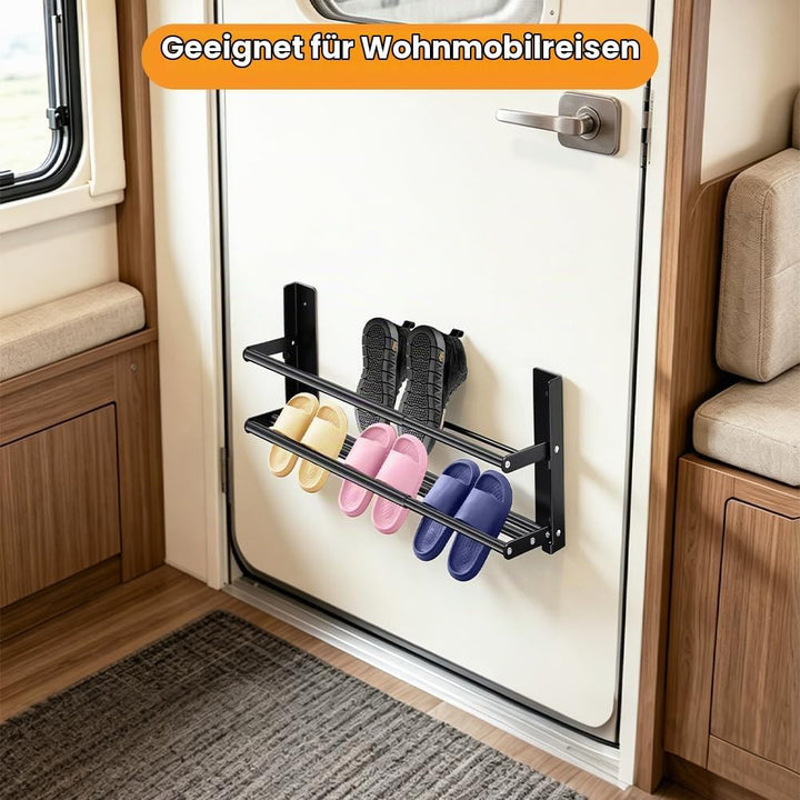 DASIAUTOEM Schuhregal Wand 2 Ebenen, 37-67cm Ausziehbar Schuhablage Schuhhalter Metall Schuhregal Pl