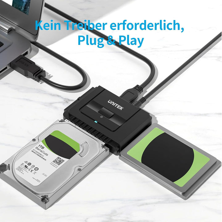UNITEK USB 3.0 zu IDE SATA Konverter Externer Festplattenadapter für 2.5/3.5 Zoll HDD SSD Festplatte