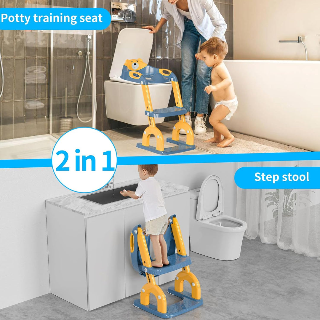 Toilettensitz Kinder mit Treppe, Upgraded WC Aufsatz für Kinder für Jungen und Mädchen, 2-in-1 Toile