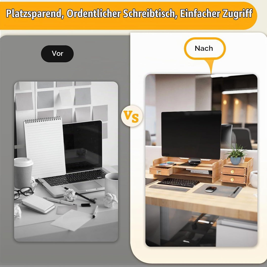 Monitorständer Holz Monitor Bildschirm Ständer mit Schublade Laptopständer Bildschirmerhöher Holz De