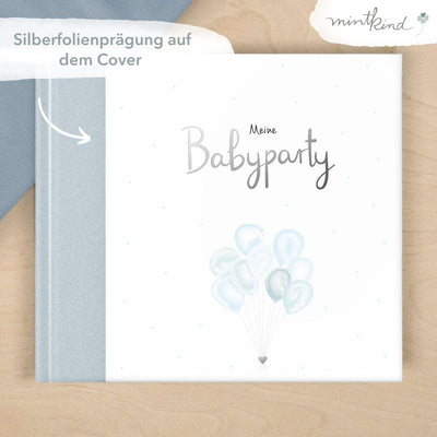 mintkind® Gästebuch "Meine Babyparty" Blau I Babyparty Geschenk Junge & Mädchen I Baby Shower & Baby