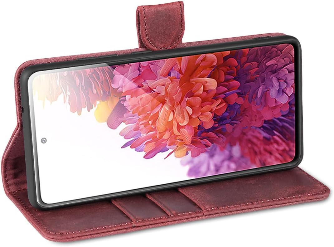 LENSUN Lederhülle für Samsung Galaxy S20 FE, Echtleder Hülle [Wallet Fach][RFID Blocker][Premium Ech