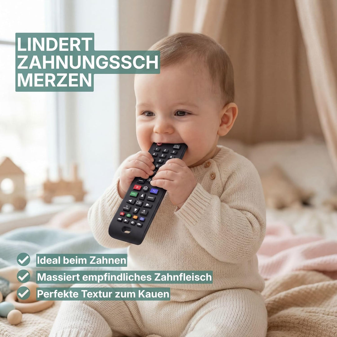 Baby Fernbedienung + Baby Telefon & Beissring - 100% Silikon Beissspielzeug, lebensechtes Spielzeug-