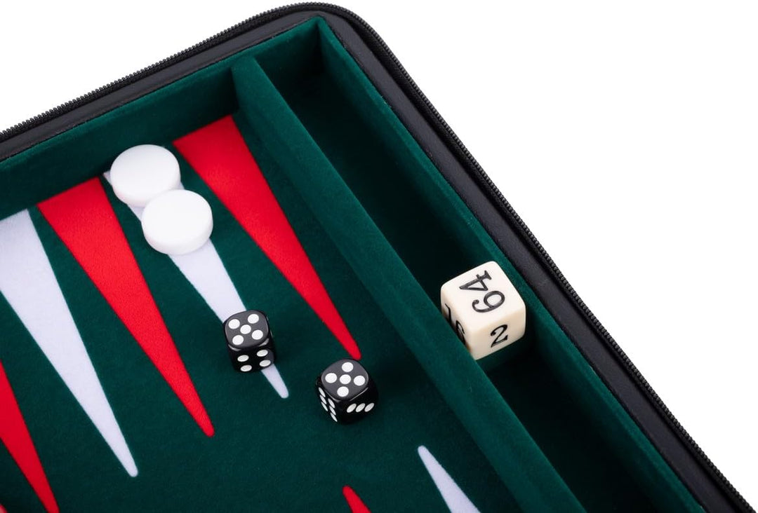 Engelhart- 250502 – Reisetasche Backgammon-Reisespiel 9 Zoll grün rot weiss, 9 Zoll Grün Rot Weiss