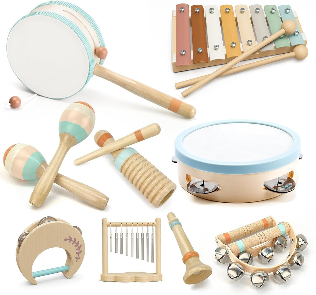 Musikinstrumente für Kinder Montessori Spielzeug ab 3 Jahre Kleinkind-Musikinstrumente Xylophon Trom