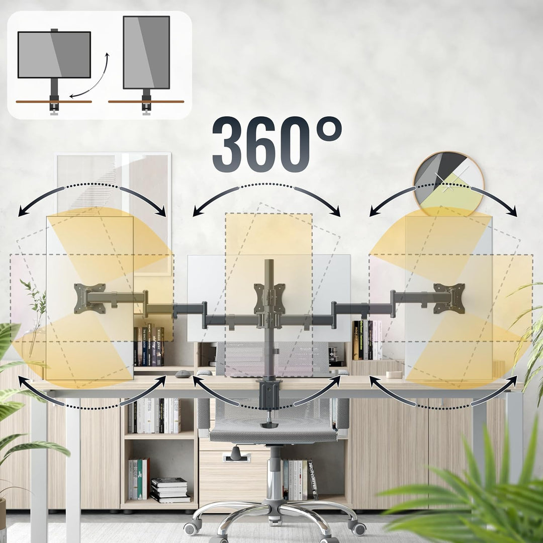 RICOO Monitorhalterung 3 Monitore Monitorarm für 13-27 Zoll Monitor Halterung Tisch Arme für Compute