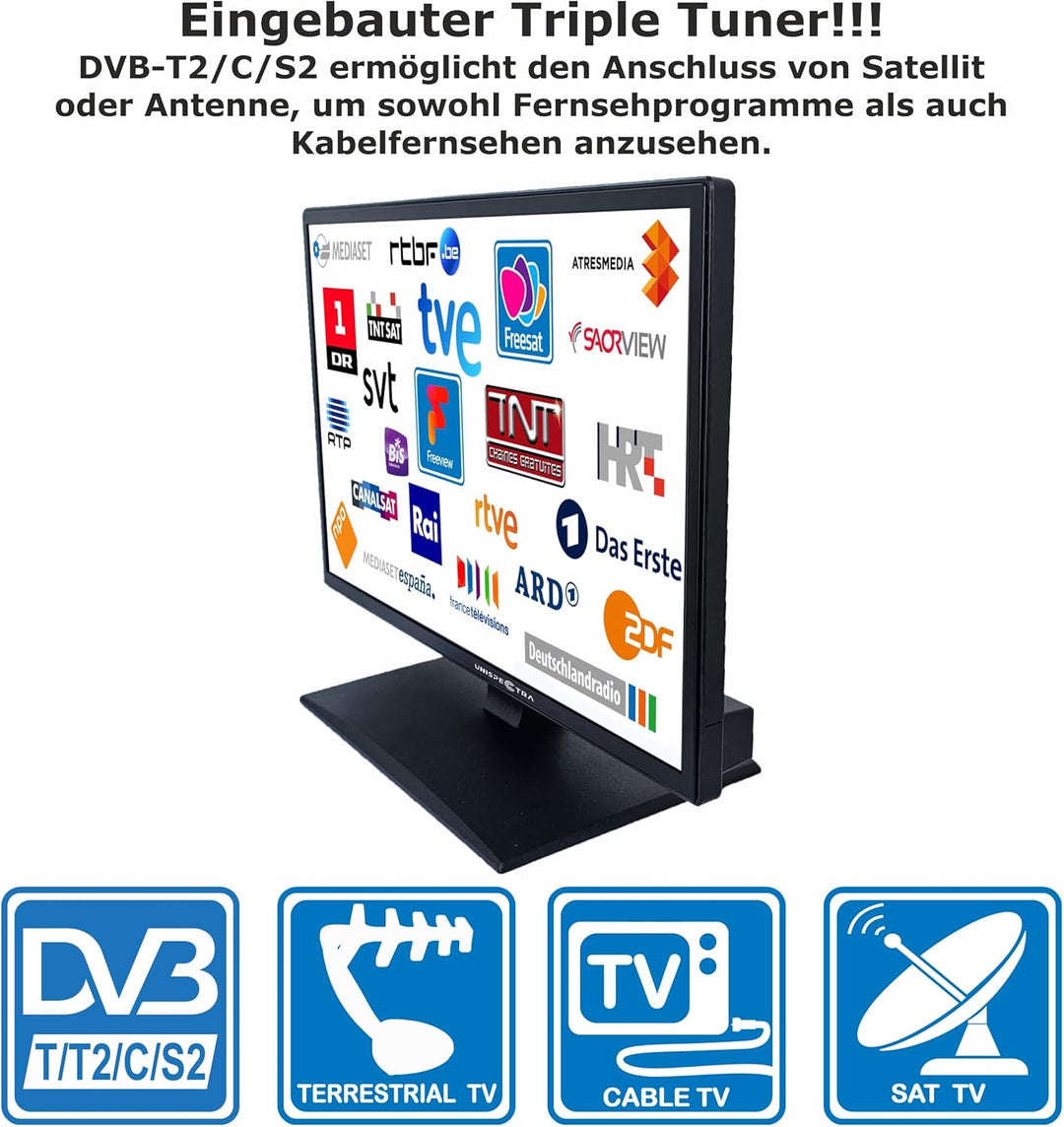 Unispectra ® 19“ Smart TV (webOS) HDR 230V 24V Triple Tuner: Satellit, Antenne, Kabel TV, Magic Remo