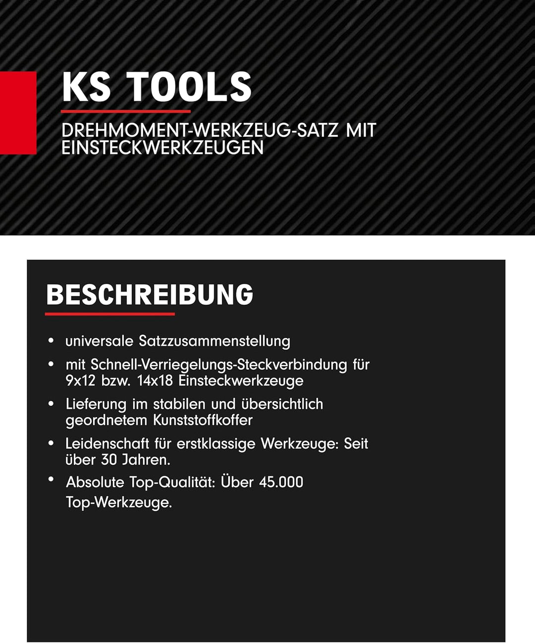 KS Tools Drehmoment Werkzeug-Satz für Drehmomentschlüssel 14x18 mm 516.1730 I 31-tlg. I 40-200 Nm I