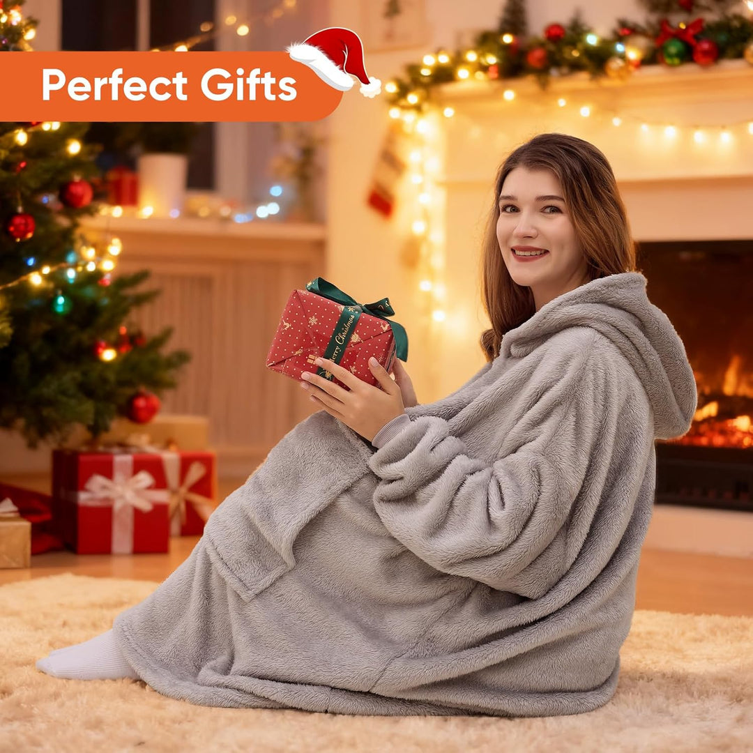 Qutool Hoodie Decke mit Ärmeln und Kuscheldecke, Weich Warm Tragbare zum Anziehen für Erwachsene, Ku