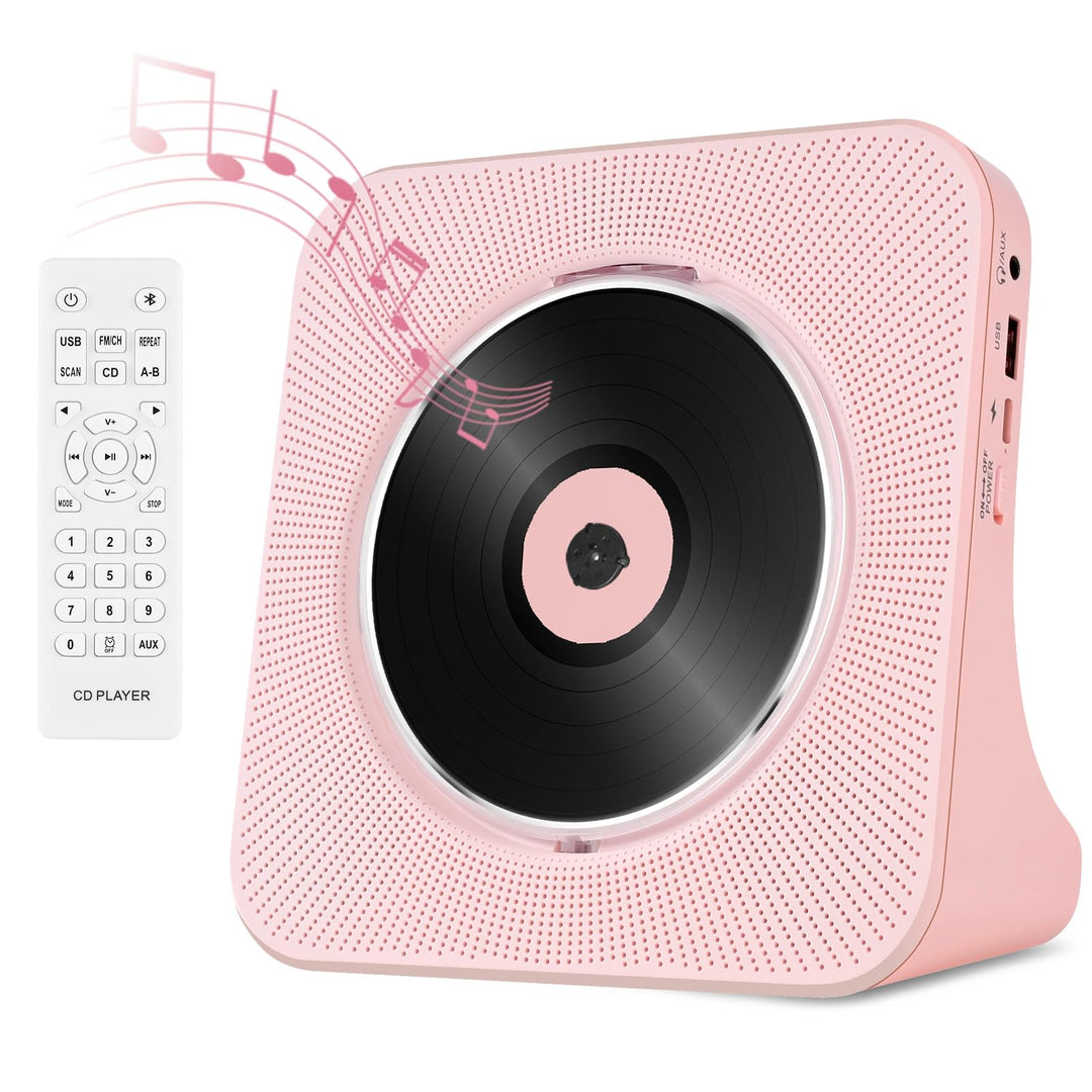 Bluetooth CD Player mit HiFi-Lautsprecher, CD-Player mit Fernbedienung, LED-Bildschirm, FM-Radio, AU