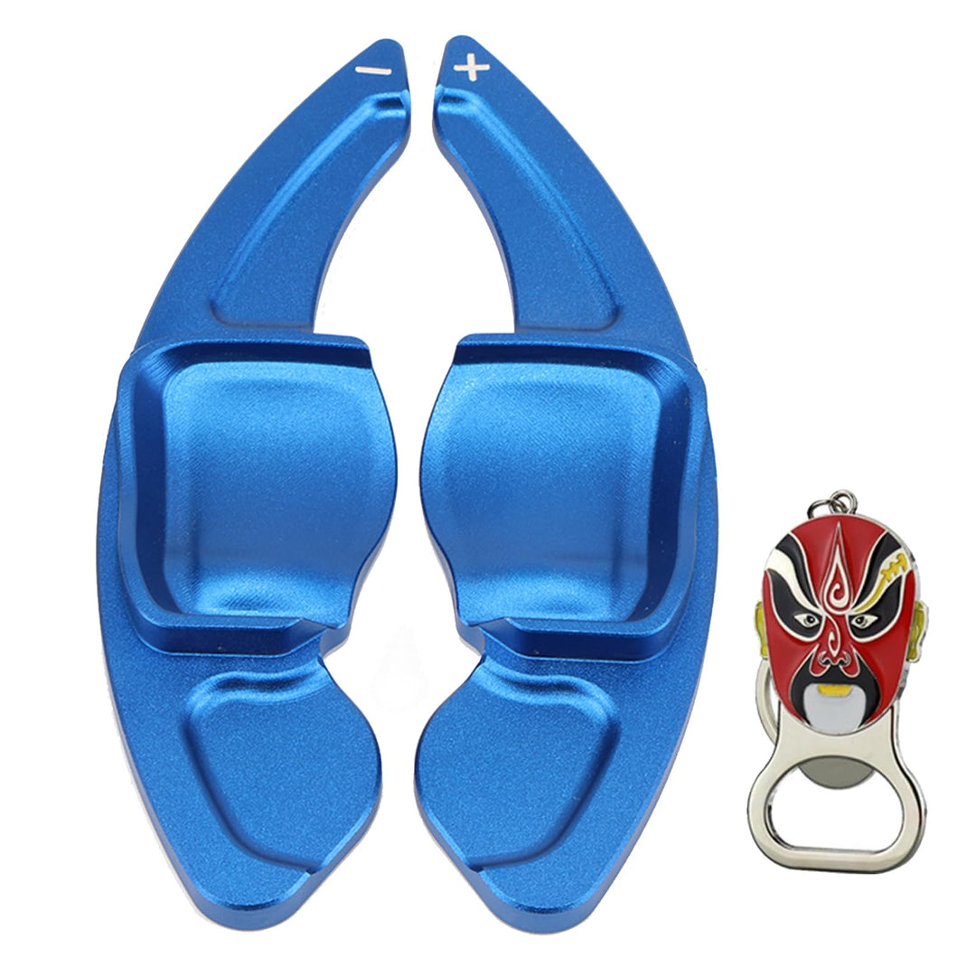 HIBEYO 2 Stücke Schaltwippen Verlängerung Shift Paddle Alu Blau für VW Golf 6 Passat cc Golf 5 MK5 M