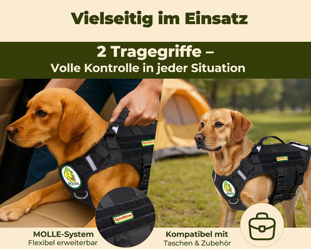 Hundegeschirr für mittelgrosse &amp; grosse Hunde – Modell RoveVest Air, leicht &amp; atmungsaktiv, verstell