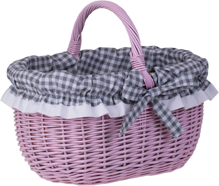 Einkaufskorb Weide Geflochtener Korb mit Henkel Aufbewahrungskorb Leicht Picknickkorb Geschenkkorb L