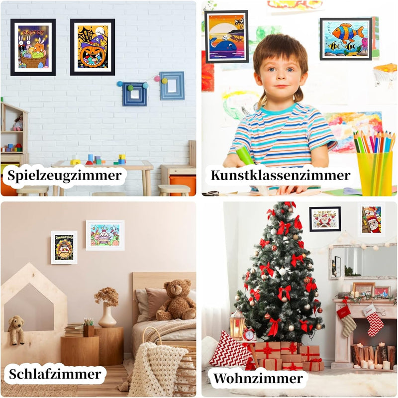 WDMJxar 2 Stück Bilderrahmen Kinderzeichnungen A4 für 150 bilder, Kinderkunst Aufbewahrungsrahmen Ki
