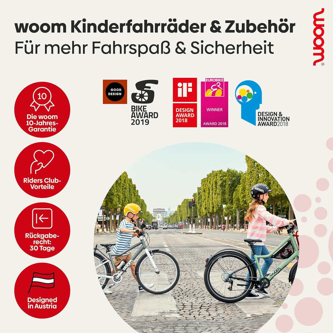 woom GLUG Edelstahlflasche mit Flaschenhalter, Trinkflasche für Kinder, Fahrradflasche, 500 ml, Ausl