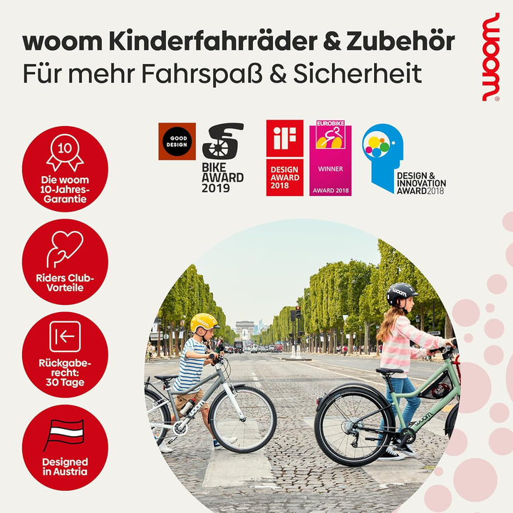 woom GLUG Edelstahlflasche mit Flaschenhalter, Trinkflasche für Kinder, Fahrradflasche, 500 ml, Ausl