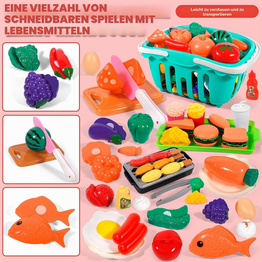 102 Pcs Spielküche Zubehör, Kinderküche Zubehör Outdoor, Küchenspielzeug Rollenspiel, mit Kinder Koc