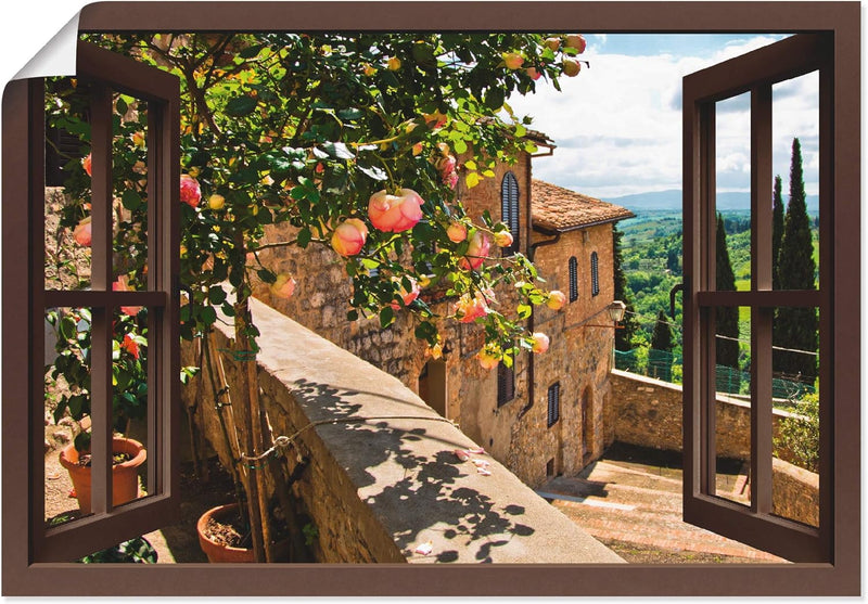 ARTland Poster Kunstdruck Wandposter Bild ohne Rahmen 100x70 cm Fensterblick Fenster Toskana Landsch