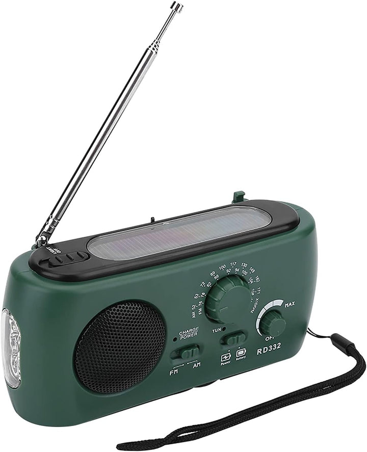 Fafeicy Handkurbel Solar Taschenlampe Notfallradio mit AM/FM NOAA Wetteralarm USB-Ladegerät 3-LED Ta