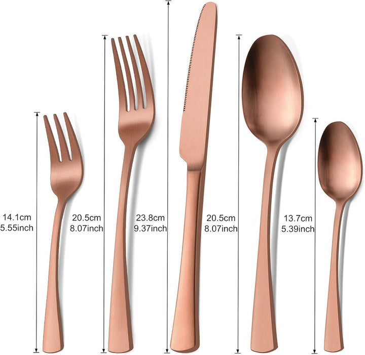 Bestdin Besteck Set 6 Personen, 30 teilig Edelstahl Besteckset Roségold Matt Essbesteck Set mit Mess