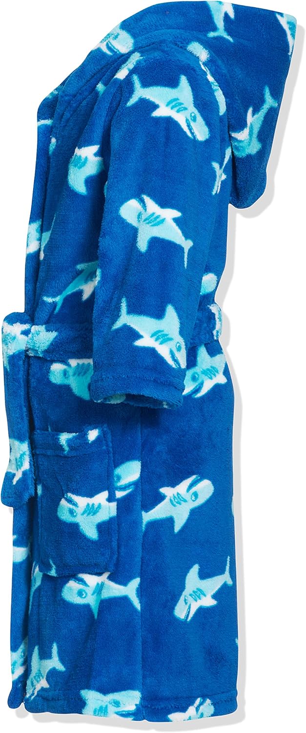 Playshoes DIE MAUS Unisex Kinder Fleece-Bademantel Morgenmantel, Hai
