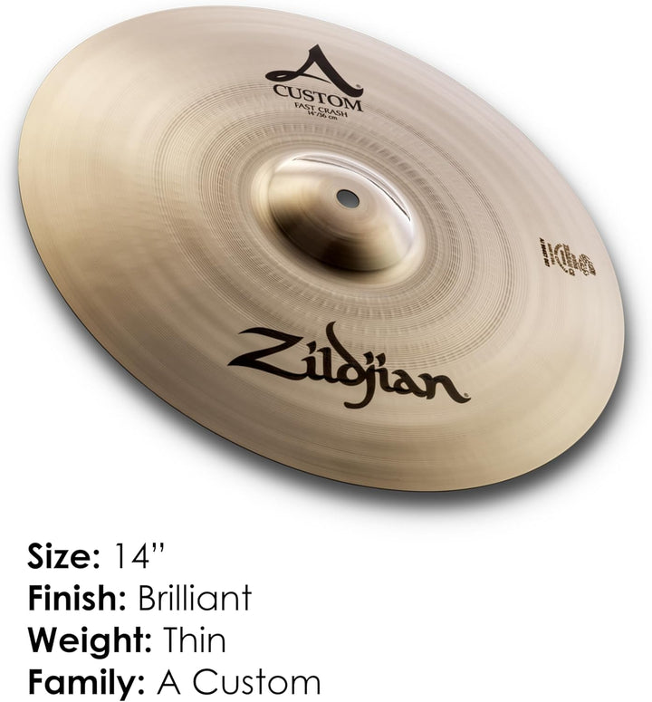 Zildjian A Custom Series - 14" Fast Crash Cymbal - Brilliant finish 14 Zoll, 14 Zoll