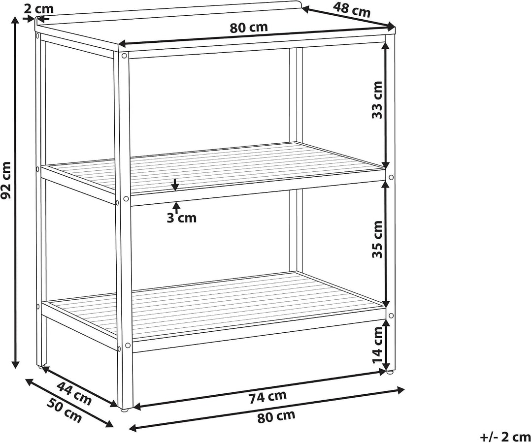 Beliani Outdoor-Kücheninsel zertifiziertes Holz braun breit 50x80 cm mit Regalen Ivrea