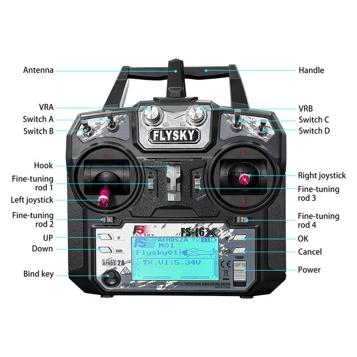 HAWK'S WORK FS-i6X 10 Kanal Sender Set, 2.4GHz RC Controller mit Empfänger für Drone Multirotor RC F