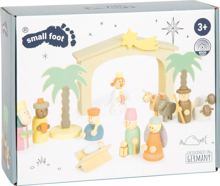 Small Foot Spielset Holzkrippe Weihnachtsgeschichte, Weihnachtsdeko und Spielset, mit detailreichen