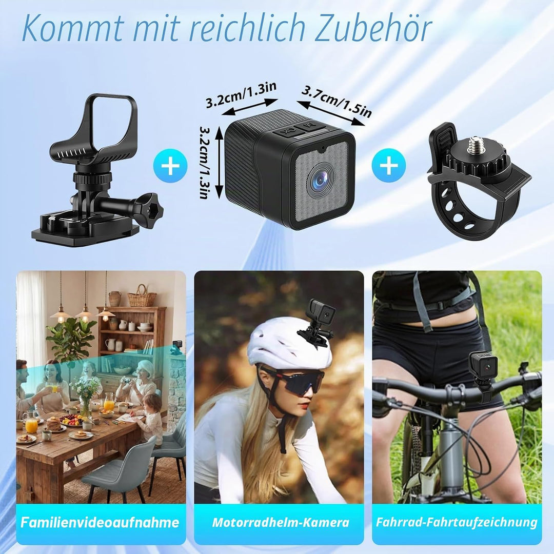 Mini Action Cam WiFi, 1080P HD &amp; 120° Weitwinkel Sportkamera, Dashcam Fahrrad für Helm und Fahrrad M