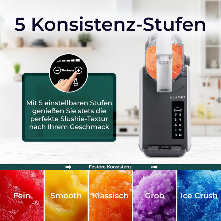 KLAMER Slush Maschine, mit 5 voreingestellten Programmen: Slushie, Cocktail, Milchshake, Frappé, Wei