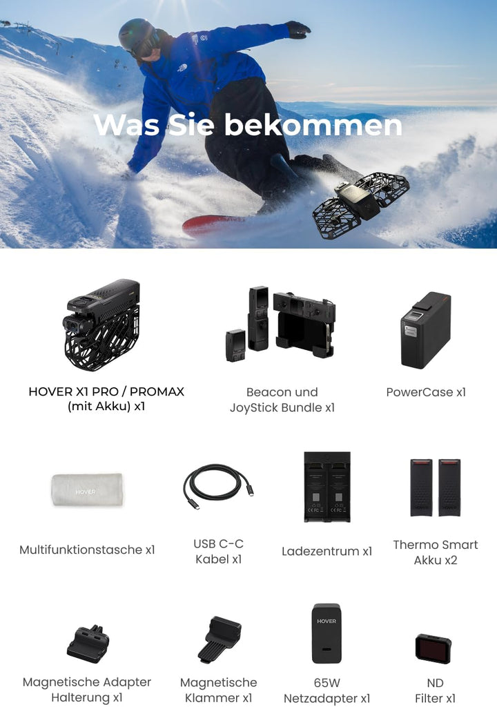 HOVERAir X1 PRO Drohne mit Kamera 4K, Faltbar Action Cam mit über 15 vollautomatischen Flugmodi, 42