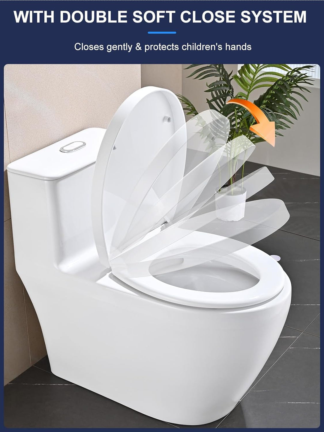 YEAUPE PRO Toilettendeckel mit Absenkautomatik O Form, WC-Sitz mit Quick-Release-Funktion und Softcl