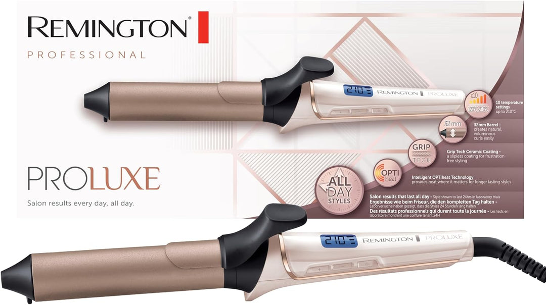 Remington Lockenstab grosse Locken [32mm] PROluxe Digital (OPTIheat-Technologie, Grip-Tech-Keramik-B