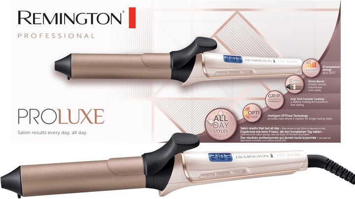 Remington Lockenstab grosse Locken [32mm] PROluxe Digital (OPTIheat-Technologie, Grip-Tech-Keramik-B