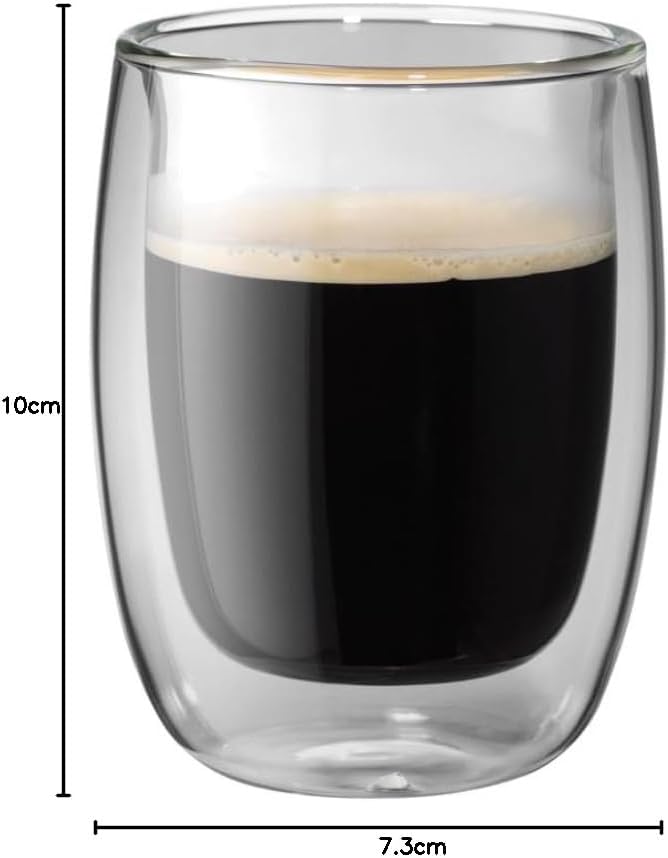ZWILLING Sorrento Doppelwandige Kaffee-Gläser, 2x200 ml, Borosilikatglas, Thermogläser, hitzebeständ